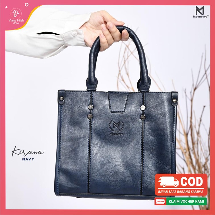 Tas Selempang Wanita Kirana By Moonzaya Navy Sling Bag Bahan Vintage Premium