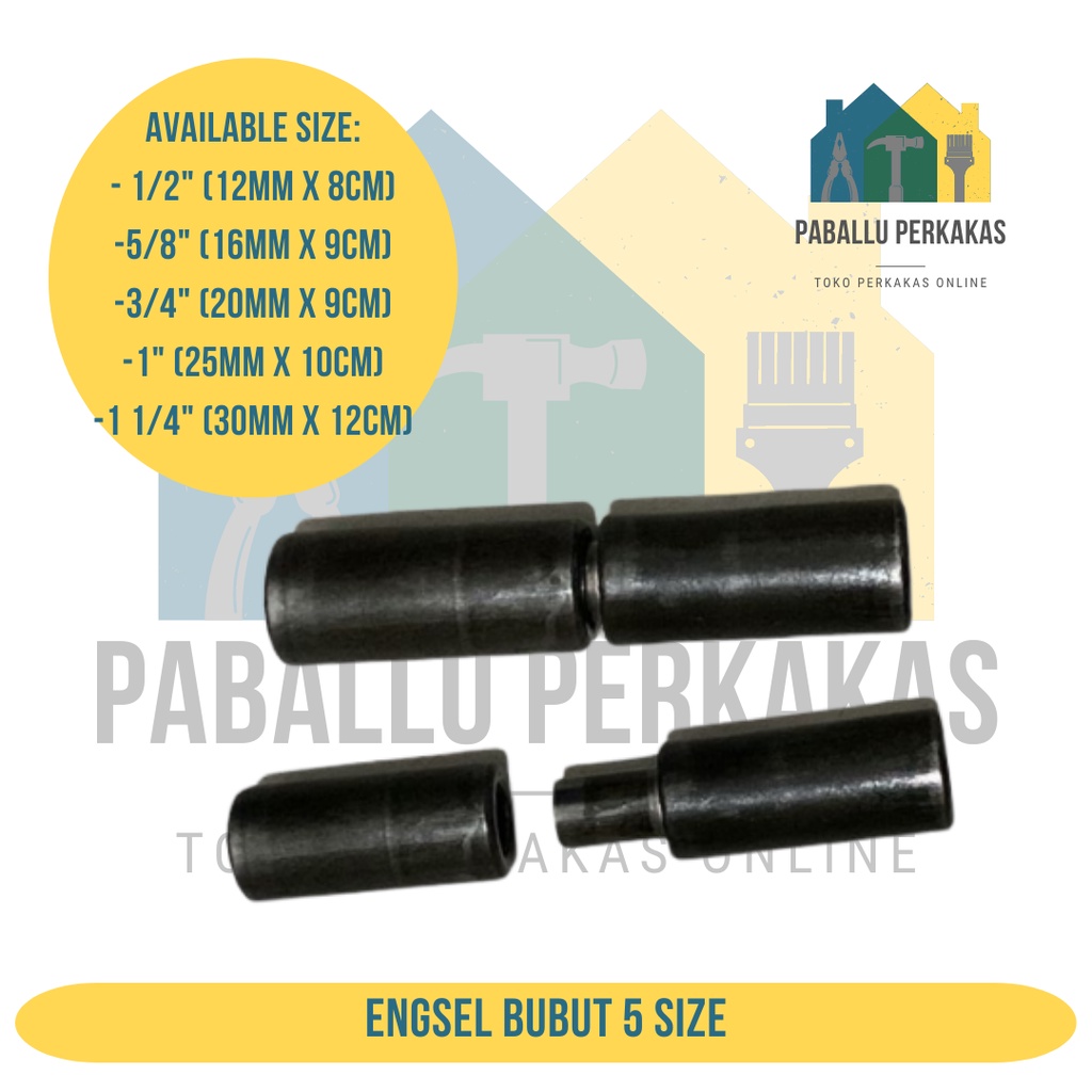 Engsel Bubut 1/2" 5/8" 3/4" 1" 1 1/4" Inch Inci / As Bubut / Engsel Pintu Besi Engsel Pagar