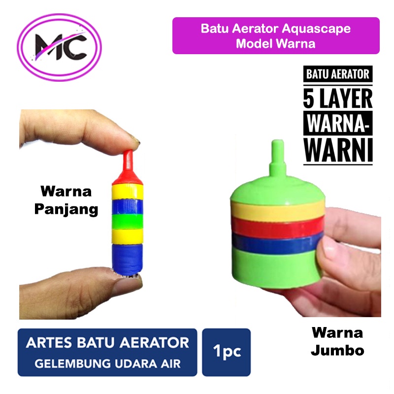 Batu Aerator Aquarium Model Panjang Besar Kecil Warna Airator Stone Akuarium Aksesoris Aquascape Gelembung Udara Airpump