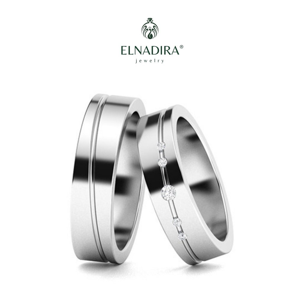 Cincin Tunangan Couple Perak Simple Elegan - Elnadira Jewelry
