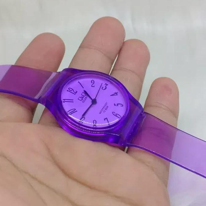 Onsale Jam Tangan Fashion Wanita Q Q Transparan Jelly Warna Ungu Shopee Indonesia