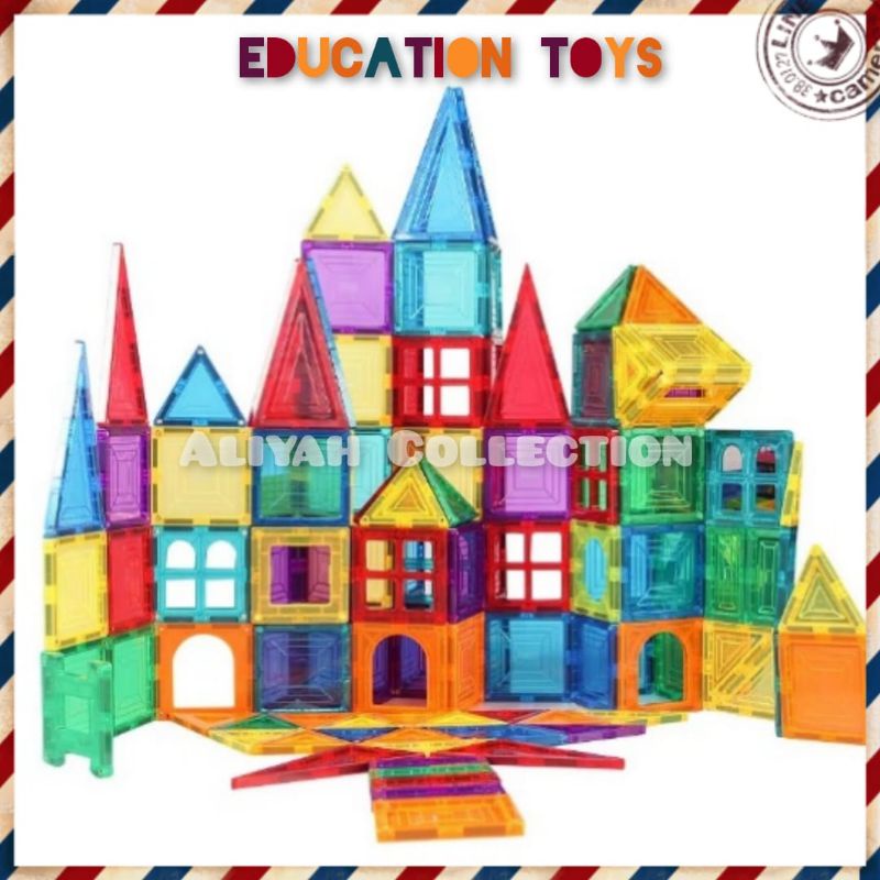 Magnetic Tiles 48 Magnetic Tiles 78 Mainan Magnet Puzzle Magnet Mainan