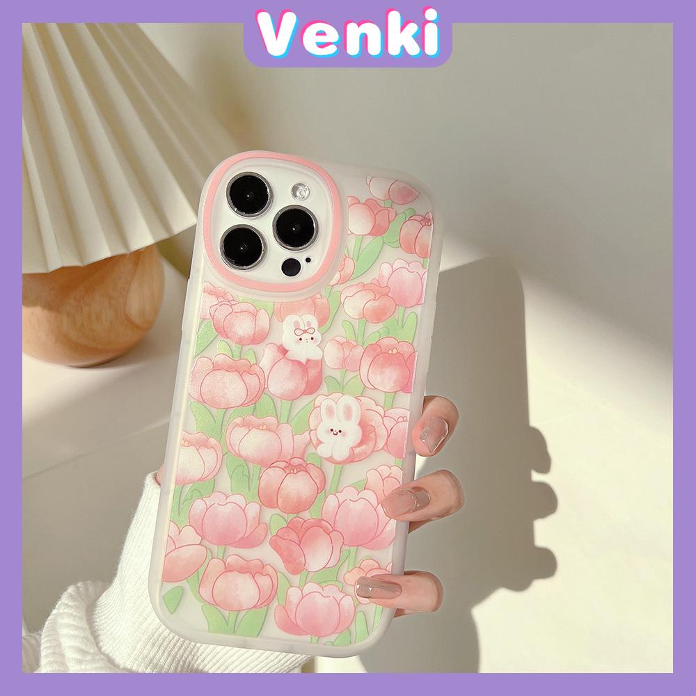 iPhone Case Silicone Soft Case Clear Case TPU Airbag Shockproof Full Coverage Protection Camera Pink Flower Rabbit For iPhone 13 Pro Max iPhone 12 Pro Max iPhone 11 iPhone 7 Plus