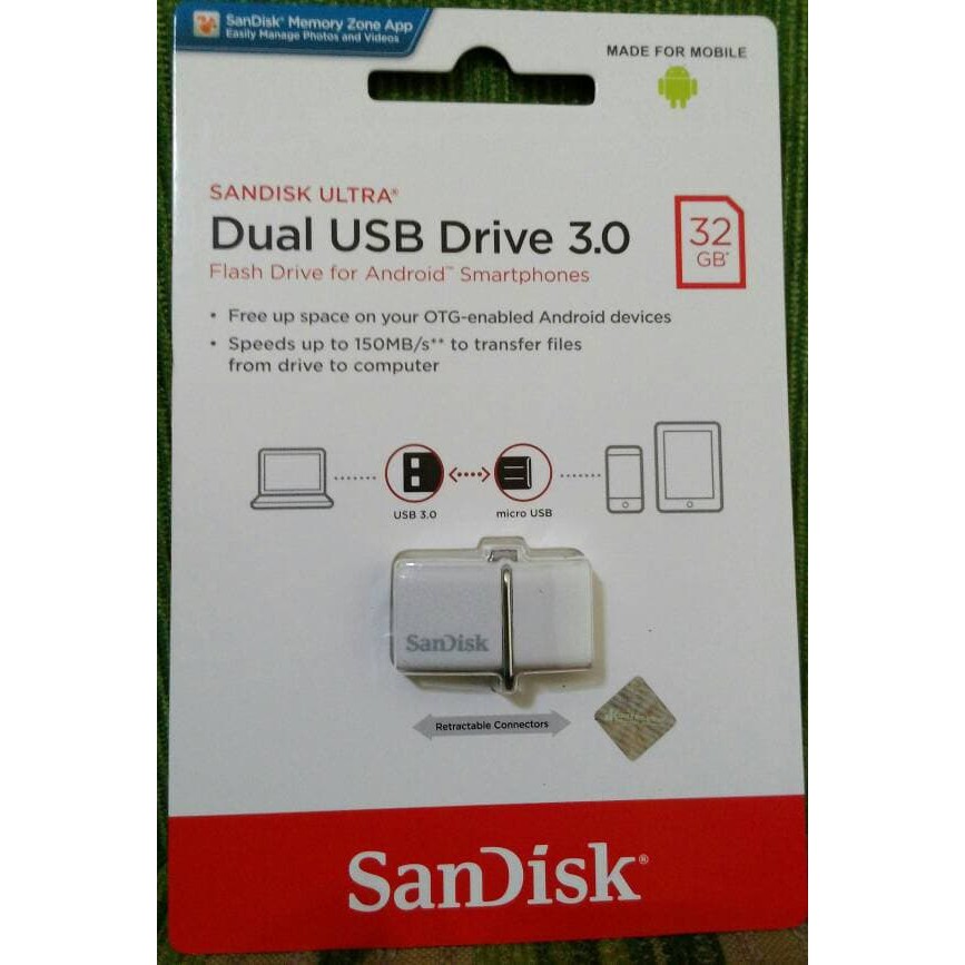 Jual SanDisk USB 3.0 Ultra Dual USB Drive OTG 32GB - Putih (limit ...