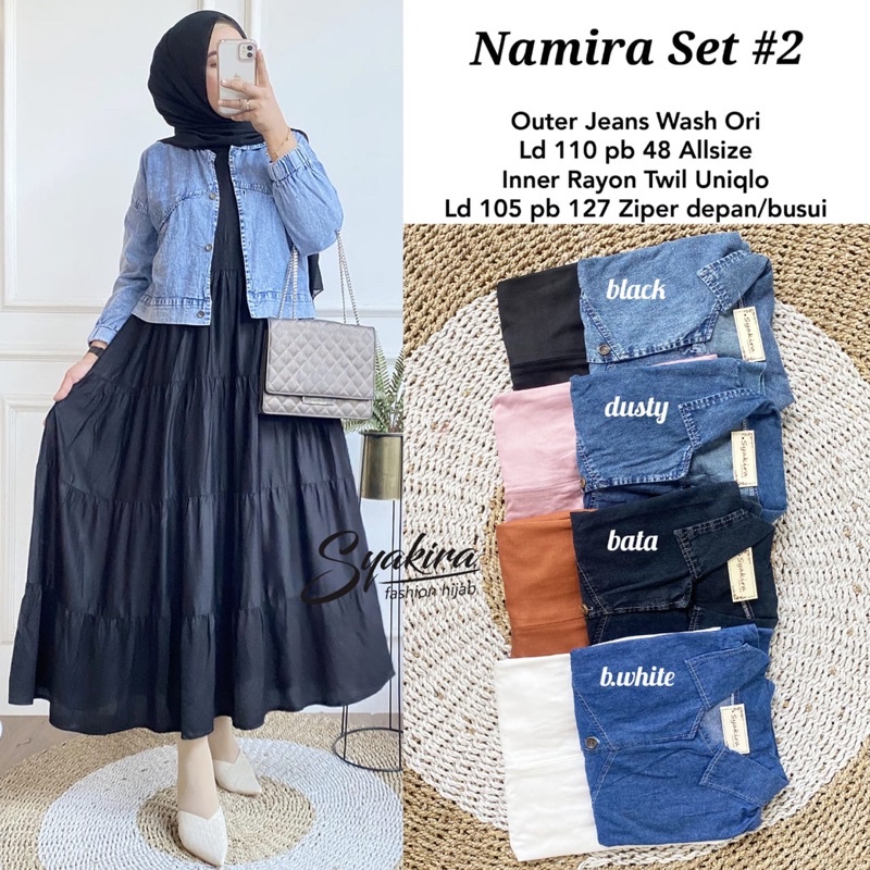 Setelan Gamis Outer Jeans / NAMIRA SET BY SYAKIRA HIJAB