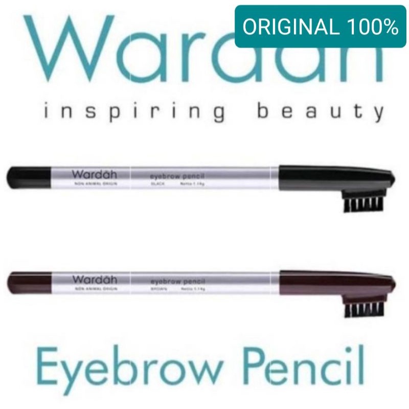 Wardah Eye Brow Pencil With Brush Pensil Alis Coklat dan Hitam Sikat