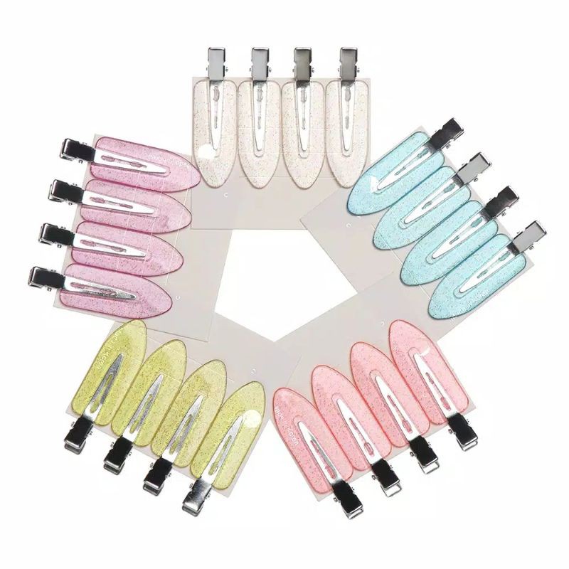 FerenHongXia 4Pcs/Set Seamless Japan Fashion Wide Resin Transparent Candy Color Hair Clips