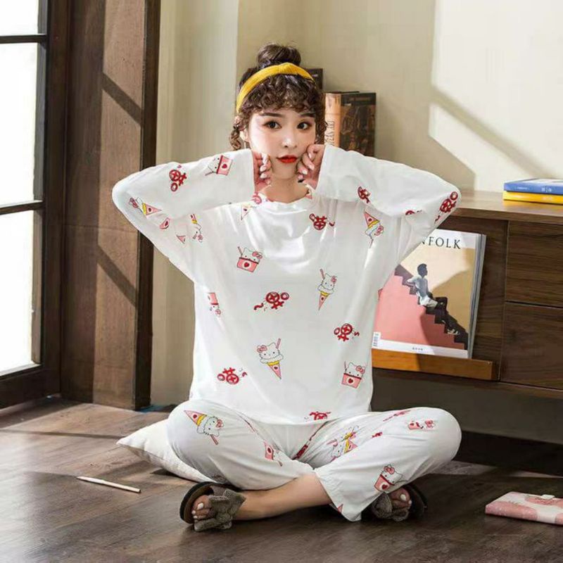 BAJU TIDUR WANITA DEWASA/PIYAMA RENDA PP/BAJU TIDUR IMPORT MURAH-Pp ice cream