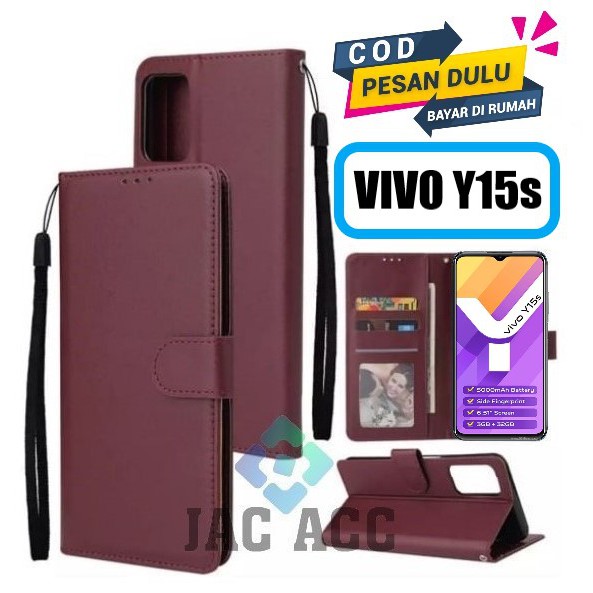 DOMPET HP UNTUK VIVO Y15s NEW 2021 LEATHER FLIP CASE UNTUK VIVO Y15s new 2021