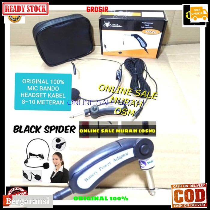 G33 Black spider mik mic headset kabel 8meter imam ceramah pidato GE33 original 100% Microphone bando kabel panjang mikropon cable Condenser peka sensitif Electret mikrofon vokal vocal audio sound sistem suara PROFESIONAL UNIVERSAL SERBA GUNA  KABEL 8 MET