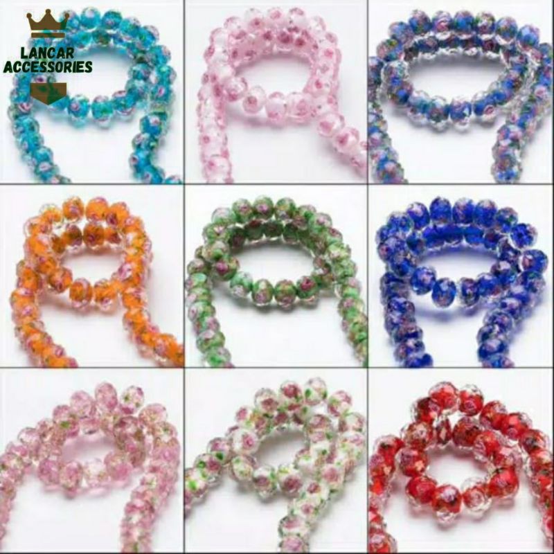 COD✅ Bahan Craft Batu Bunga Murano - Bahan Gelang Lampwork Murano Cutting - Batu Ceko Murano