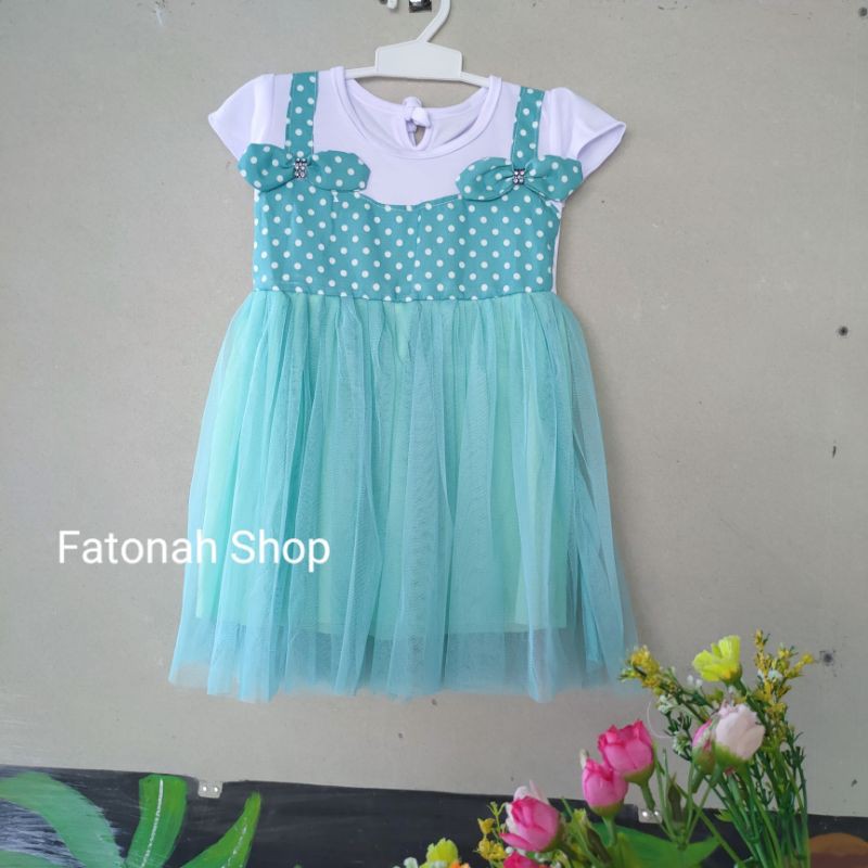 Dress anak 1 2 tahun baju anak cewek perempuan polka ( dress syantik polka )