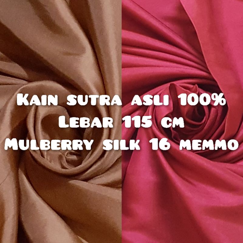 kain sutra polos 16mm kain sutra asli 100% mulberry pure silk fabric