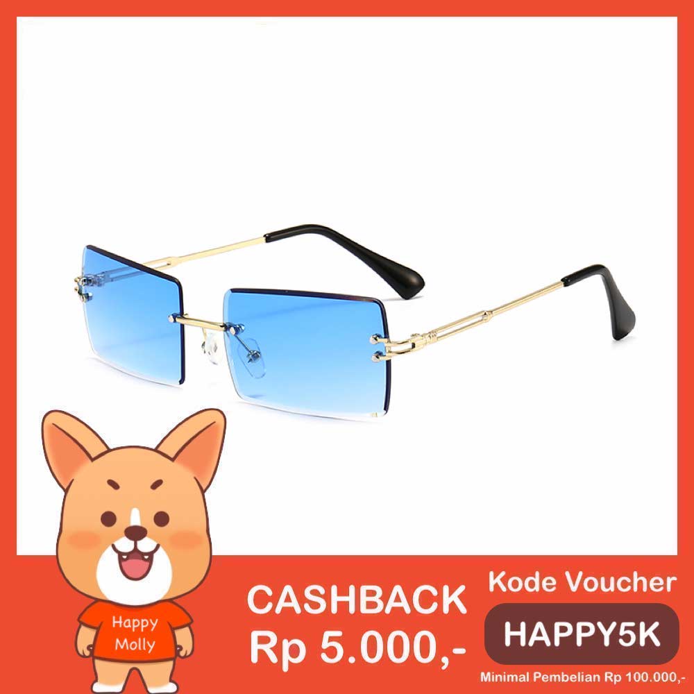 Kacamata UV400 [ Biru ] Anti Radiasi - Sunglasses Pria &amp; Wanita Korea - HM8102