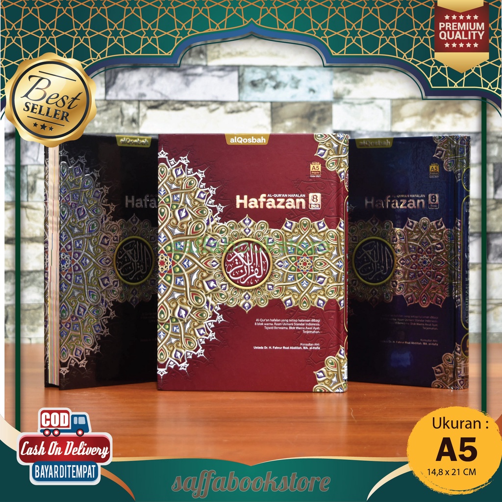 Al Quran Qosbah Hafalan Hafazan 8 Blok Terjemah A5 Cover Premium, Al Quran Tajwid Warna dan Terjemah