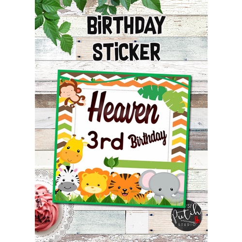 

birthday sticker tema animal jungle
