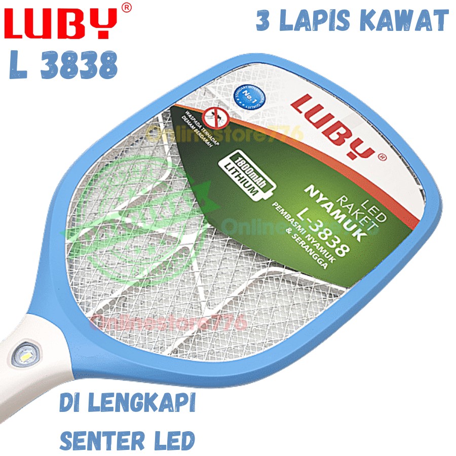 RAKET NYAMUK LUBY L3838 / PERANGKAP NYAMUK / RAKET NYAMYUK / NYAMUK / L3838 / L3838A / RECHARGEABLE