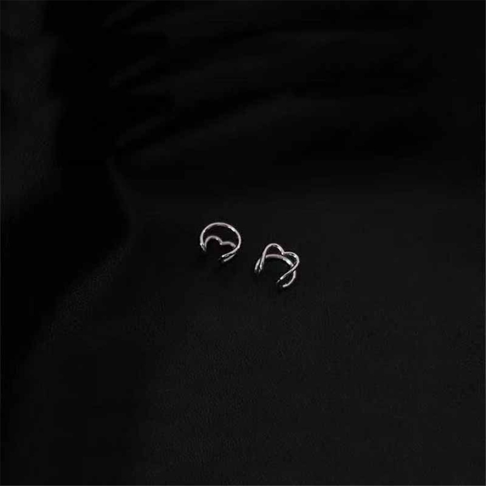 1 Pasang INS Simple Love Ear Clip Tanpa Tindik Retro Earrings untuk Wanita