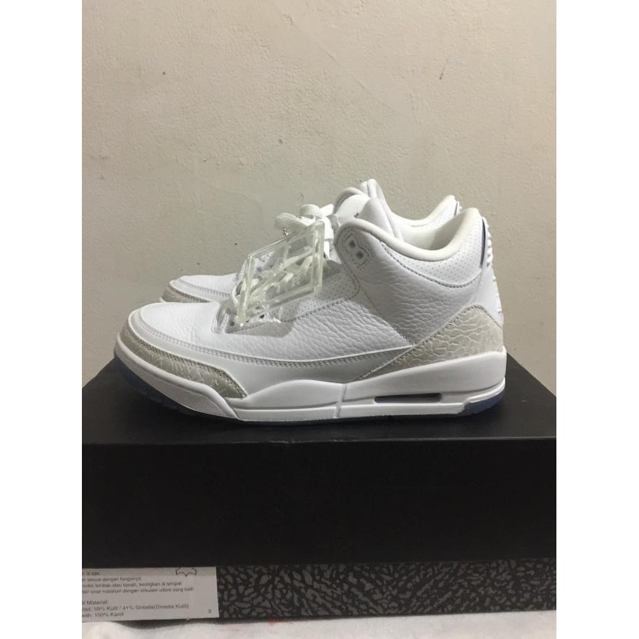 Pengiriman Cepat Nike Air Jordan 3 Pure White CUCI GUDANG