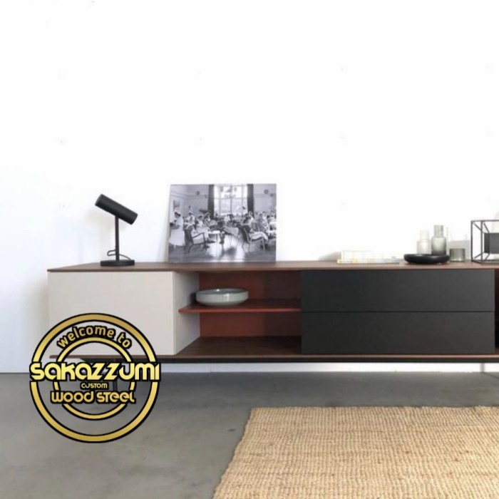 Rak tv serba guna kayu maghoni solid