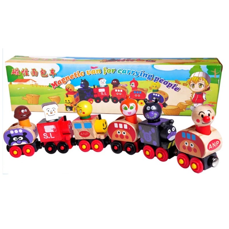 Anpanman Magnetic Train Mainan Kereta Kayu Magnet
