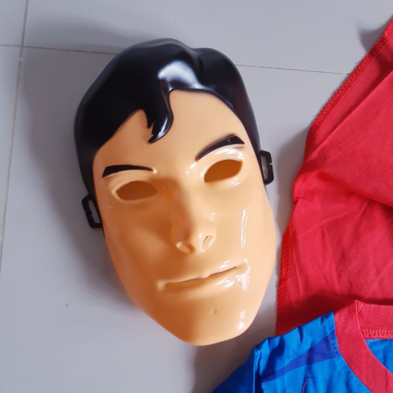 Setelan Baju Celana Topeng Superman Anak - Paket Kaos Kostum Cosplay