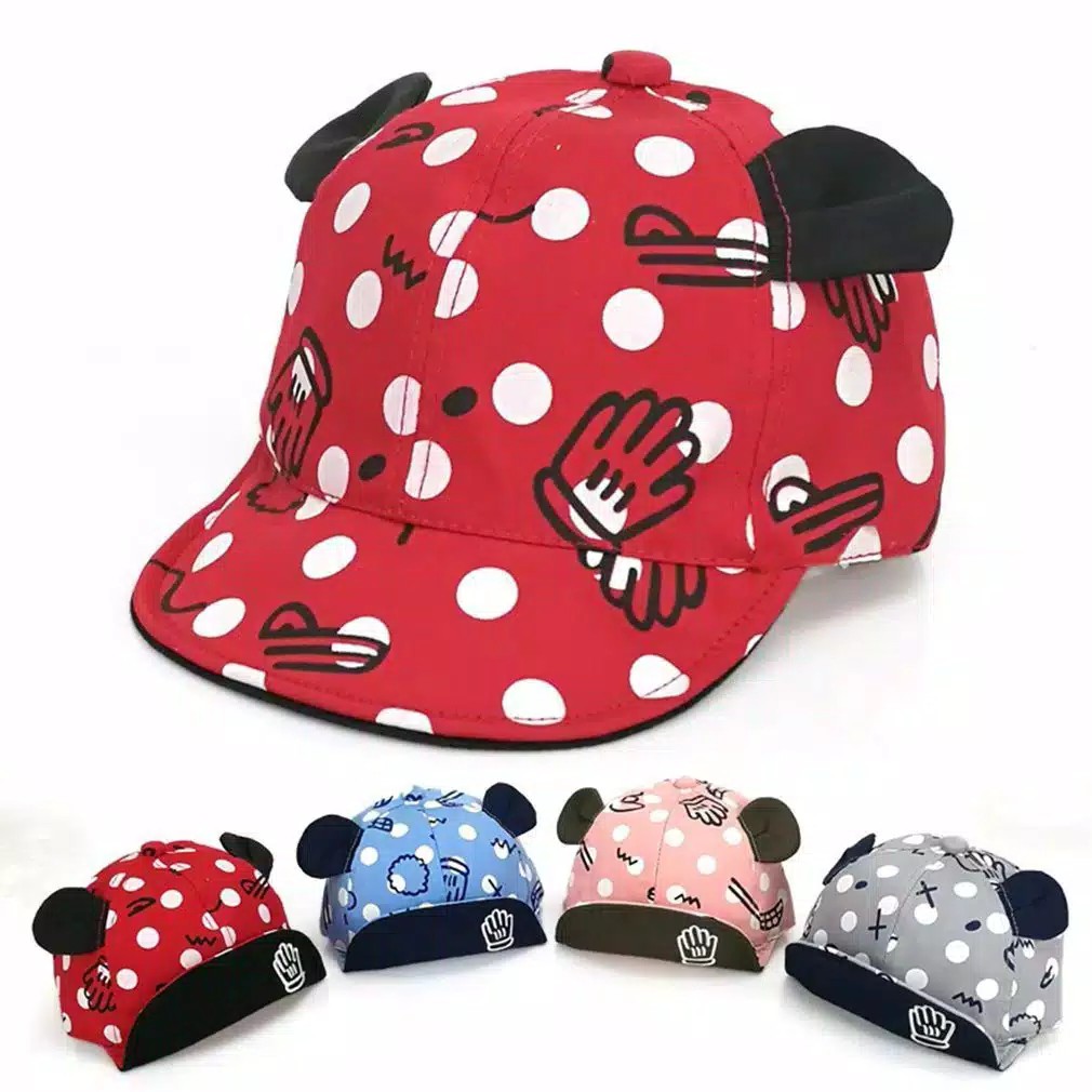 Topi Anak baseball Anak Bayi Mickey mouse polkadot baby cap Laki laki perempuan