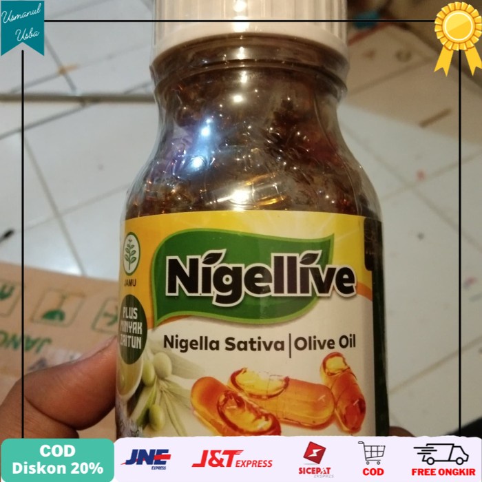 

◾COD◾ NIGELLIVE 200 Kapsul Nigella Sativa Oil + Olive Oil / Sauda + Zaitun - 200 kapsul