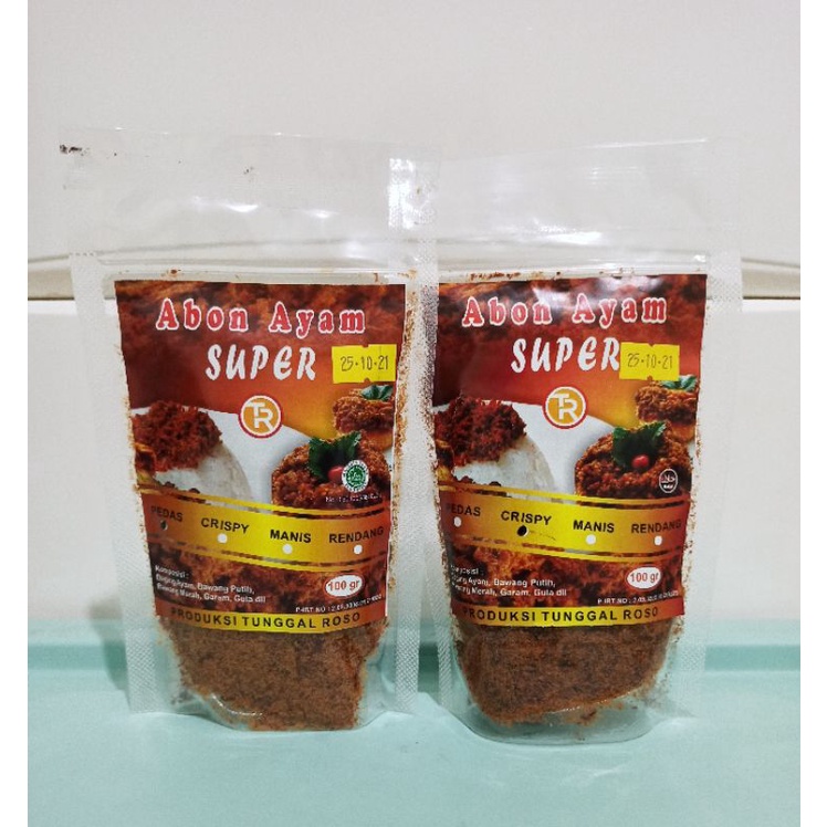 

ABON AYAM SUPER TUNGGAL ROSO 100 GR POUCH 1'S