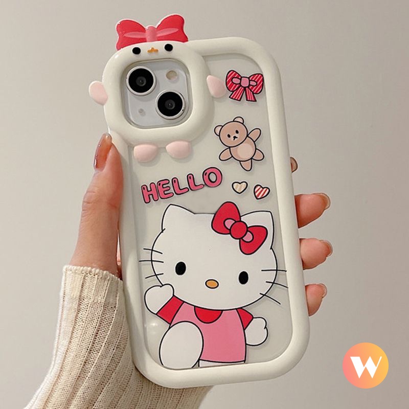 Soft Case Bumper Motif Kartun Doraemon Hello Kitty 3D Untuk iPhone 13 11 12 Pro MAX 6 6S 7 8 Plus XR X XS MAX SE