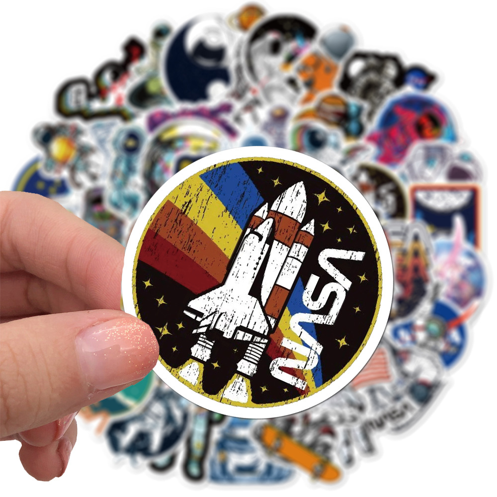 50 NASA Space Astronaut Cartoon Graffiti Stickers Luggage Laptop Waterproof No Glue Stickers