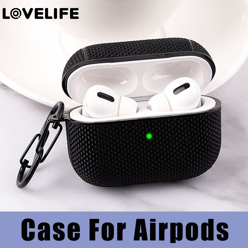 Case Pelindung Headphone Wireless Charging Bahan Nilon Kanvas Tahan Air Untuk AirPods 3 Pro 2 1