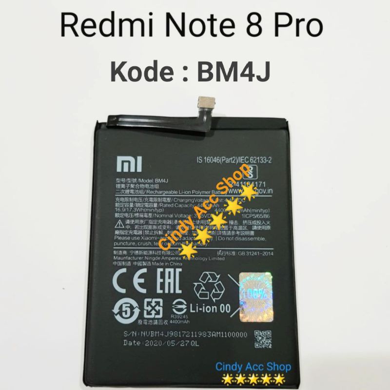 Baterai Original Redmi Note 8 Pro BM4J Original Batre Battery