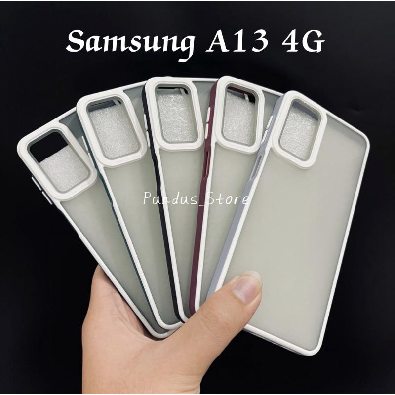 Pro Hybird Samsung A13 4G LTE Real Softcase Halus dan Elegan / Pinggiran Garis Putih Keren (Pandas)