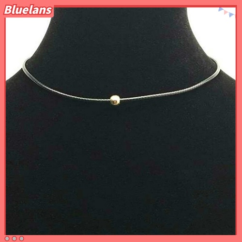 Kalung Choker Bahan Kulit Imitasi Aksen Manik-Manik Bulat Untuk Wanita