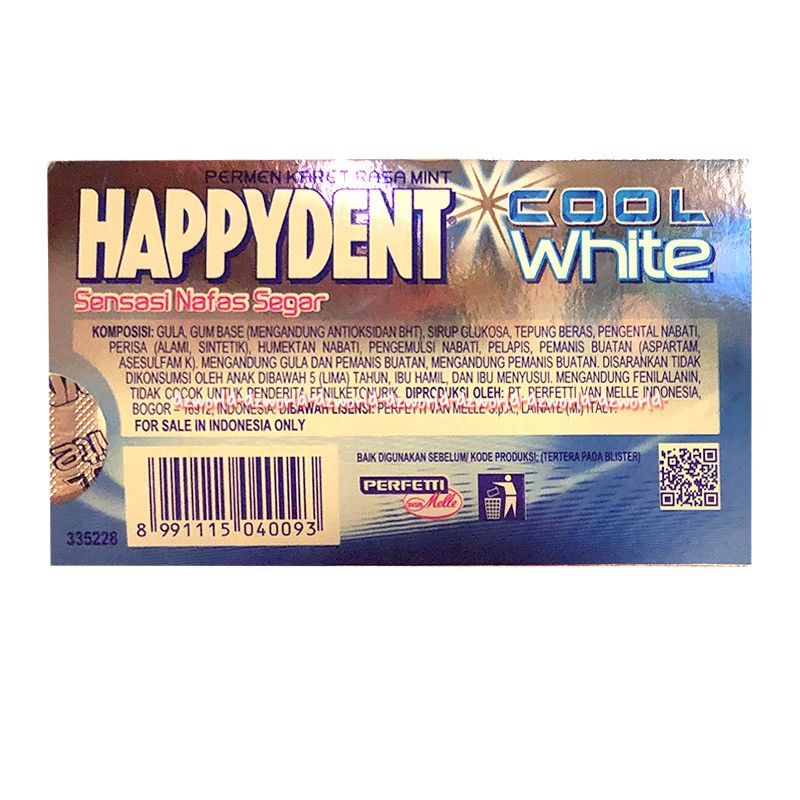 Happydent Cool White 10pcs Permen Karet Rasa Mint Sensasi Nafas Segar Happy Dent