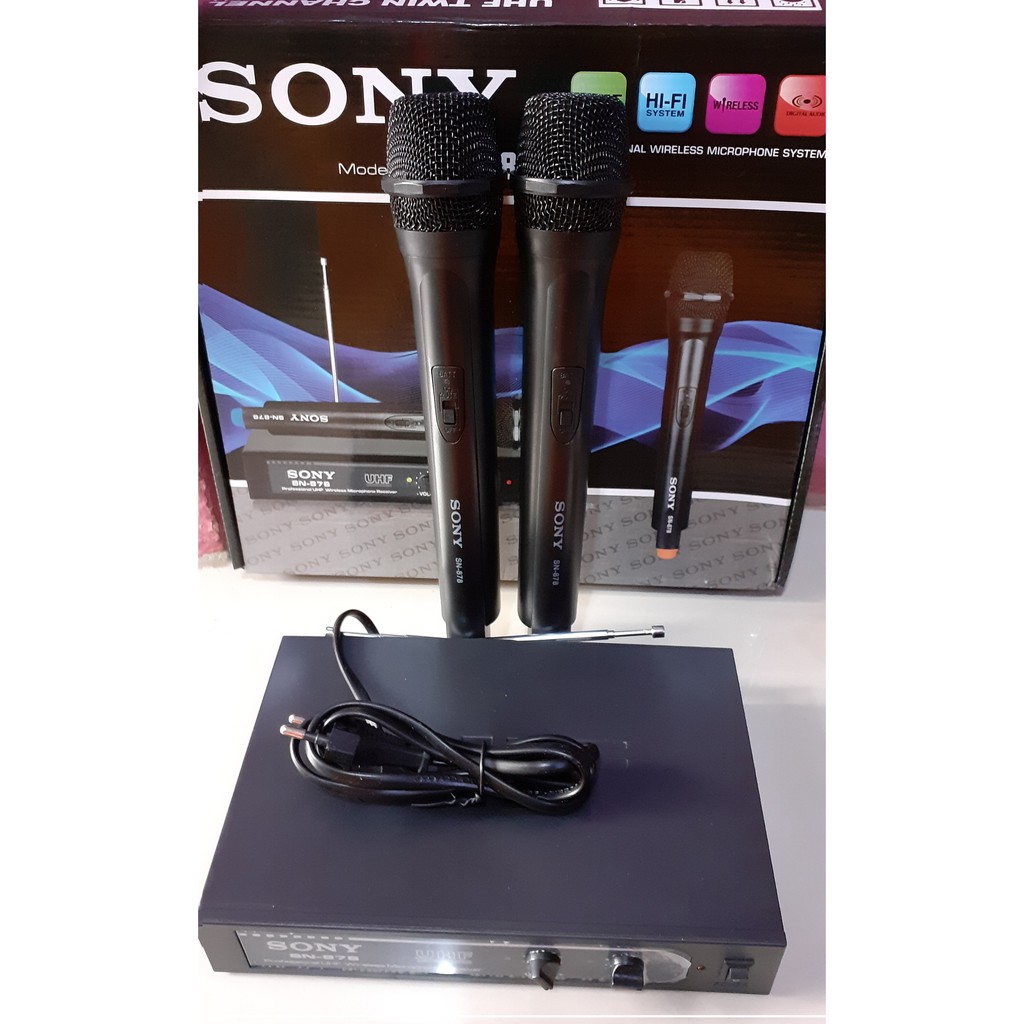 Microfon wireless Double SONY Mik propesional karaoke system audio vocal dual mic pegang wireles