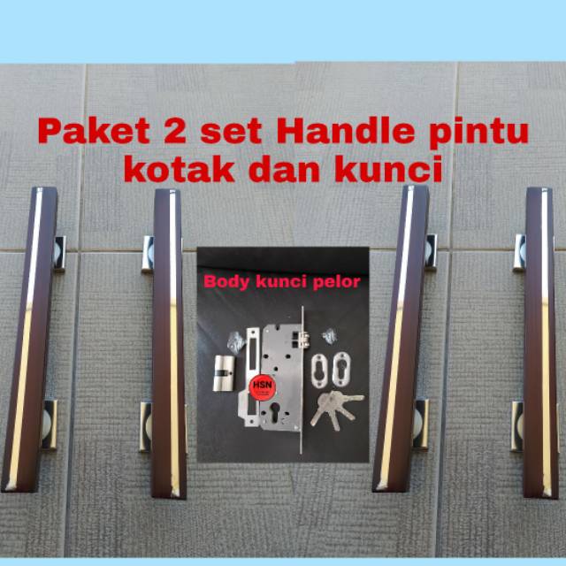 PAKET 2SET HANDLE PINTU DAN KUNCI PELOR