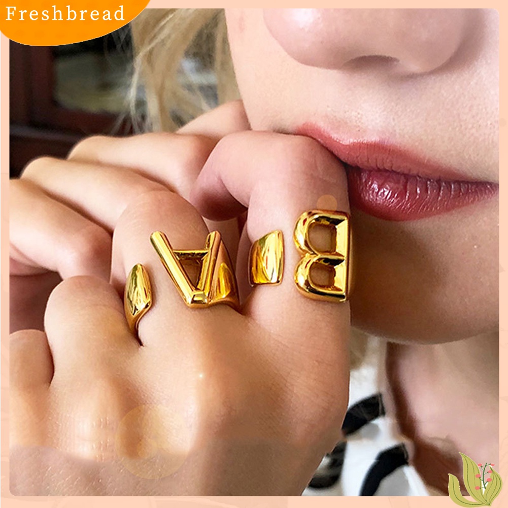 [TERLARIS]Fashion Women 26 Letters Alphabet Opening Ring Adjustable Party Jewelry Gift