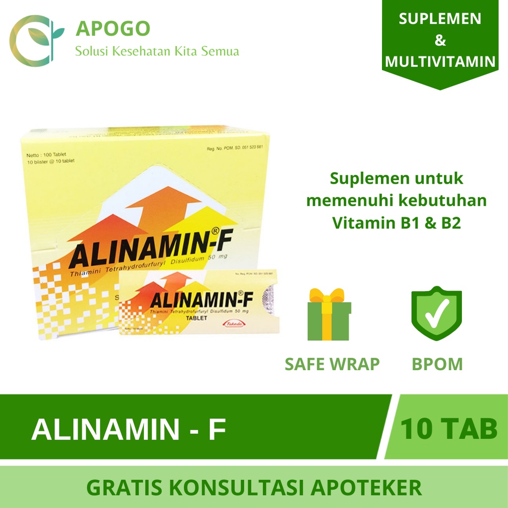 ALINAMIN F MULTIVITAMIN B1 B2 1 STRIP ISI 10 TABLET