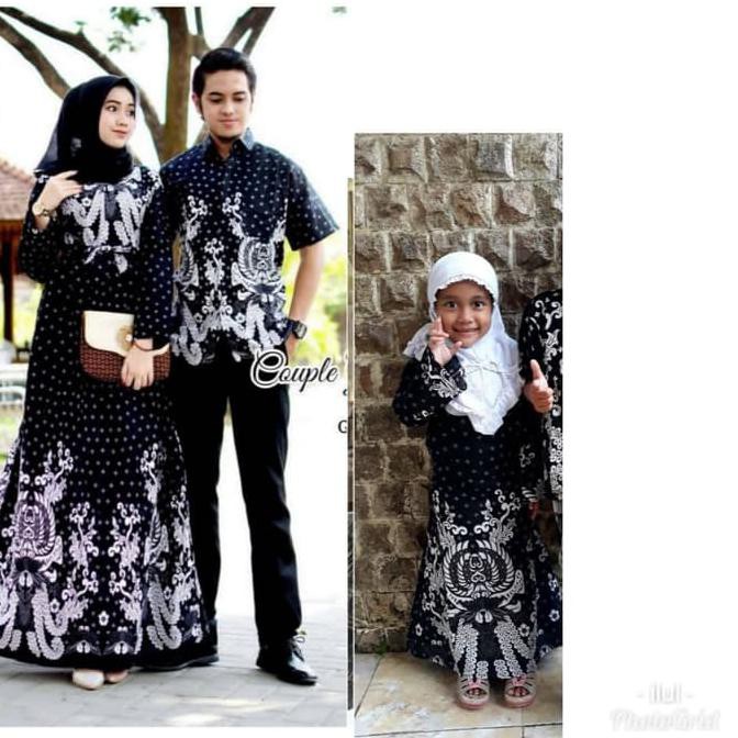 PRODUK READY... COUPLE GAMIS BATIK GURITA PUTIH SET ANAK CEWEK BAJU BATIK KELUARGA MURAH