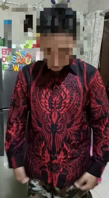 Manuk Peksi Merah Kemeja Batik Pria Full Furing Katun Primisima Batik Solo Batik Pria Eksklusif
