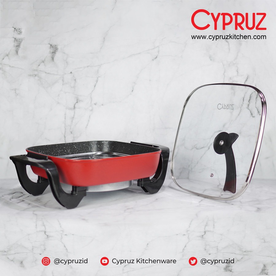 Cypruz Multicooker + Steamer / Wajan Marble Listrik + Kukusan KL-0911