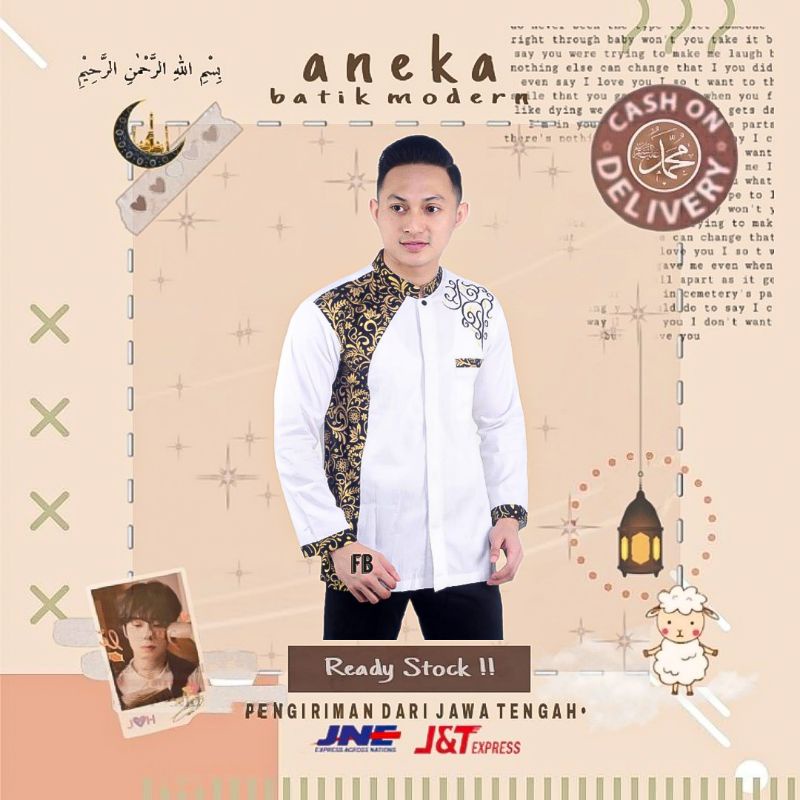 BAJU KOKO PRIA COWOK DEWASA LENGAN PANJANG SIMPEL PUTIH HITAM GOLD EMAS ABU GREY M L XL LEBARAN