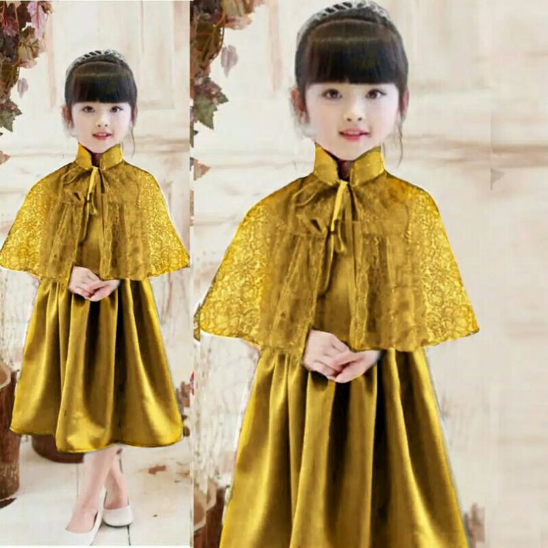 SETELAN DRESS 2IN1 QUEENSHA 4-6 TAHUN BROKAT BAJU PESTA ULANG TAHUN ANAK