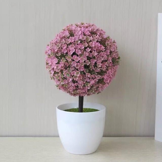 NFS348 Bunga plastik / Pajangan bunga Artifisial / Vas Bulat-Pink