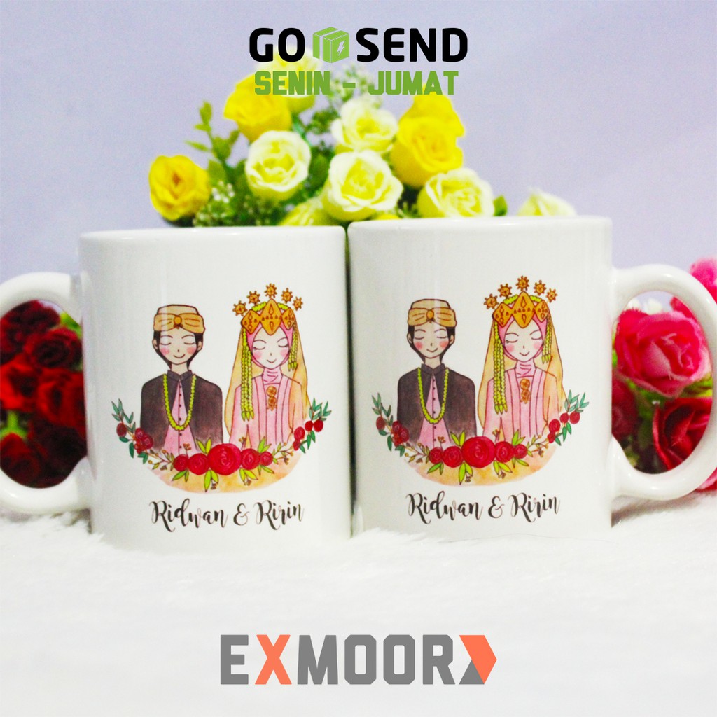 Kado Pernikahan Mug Couple Pengantin Sunda Hijab Shopee Indonesia 1742