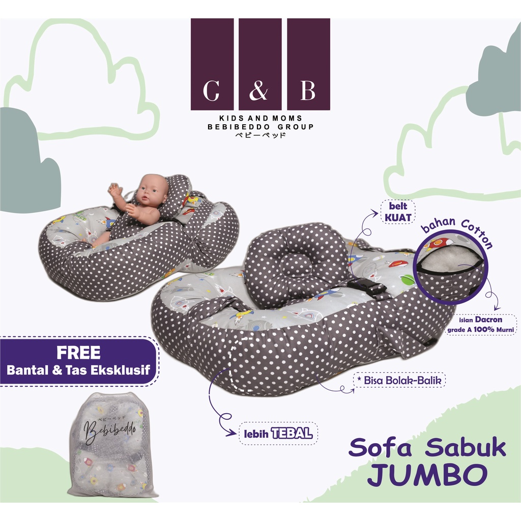 PREMIUM KASUR BAYI MULTIFUNGSI SOFA BAYI DENGAN GESPER SAFETY BELT PREMIUM TEBAL FREE BANTAL PEYANG CROWN