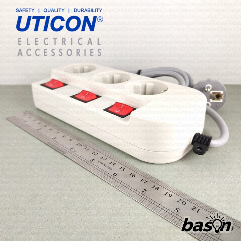 UTICON ST1382SW Power Extension - Stop Kontak 3Lubang 1.5 Meter dengan individual switch