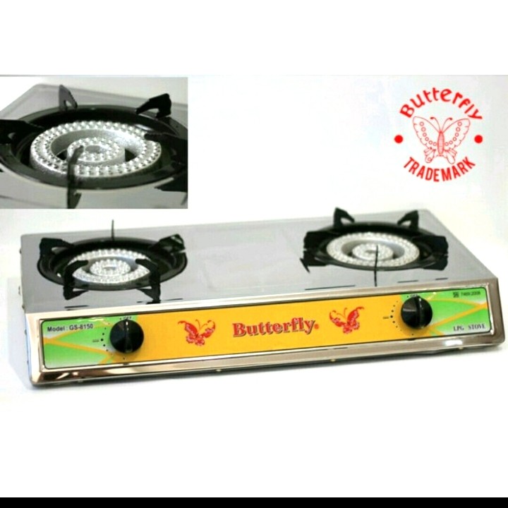 Kompor GS 8150 Stainless Cast Iron / Cor Butterfly 2 Tungku Api Seribu GS8150